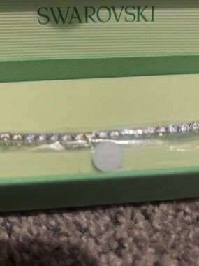 Swarovski Silver-Tone White Crystal Tennis Bracelet